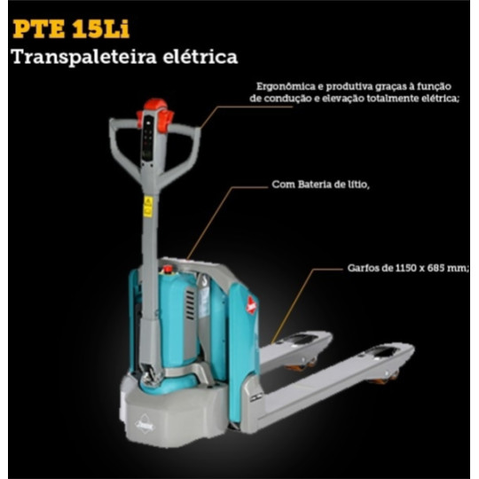 PTE 1.5 G 115 685 - LÍTIO -Transpaleteira elétrica - PTE 15Li 1150 x 685 mm (PBR) | N21062002532